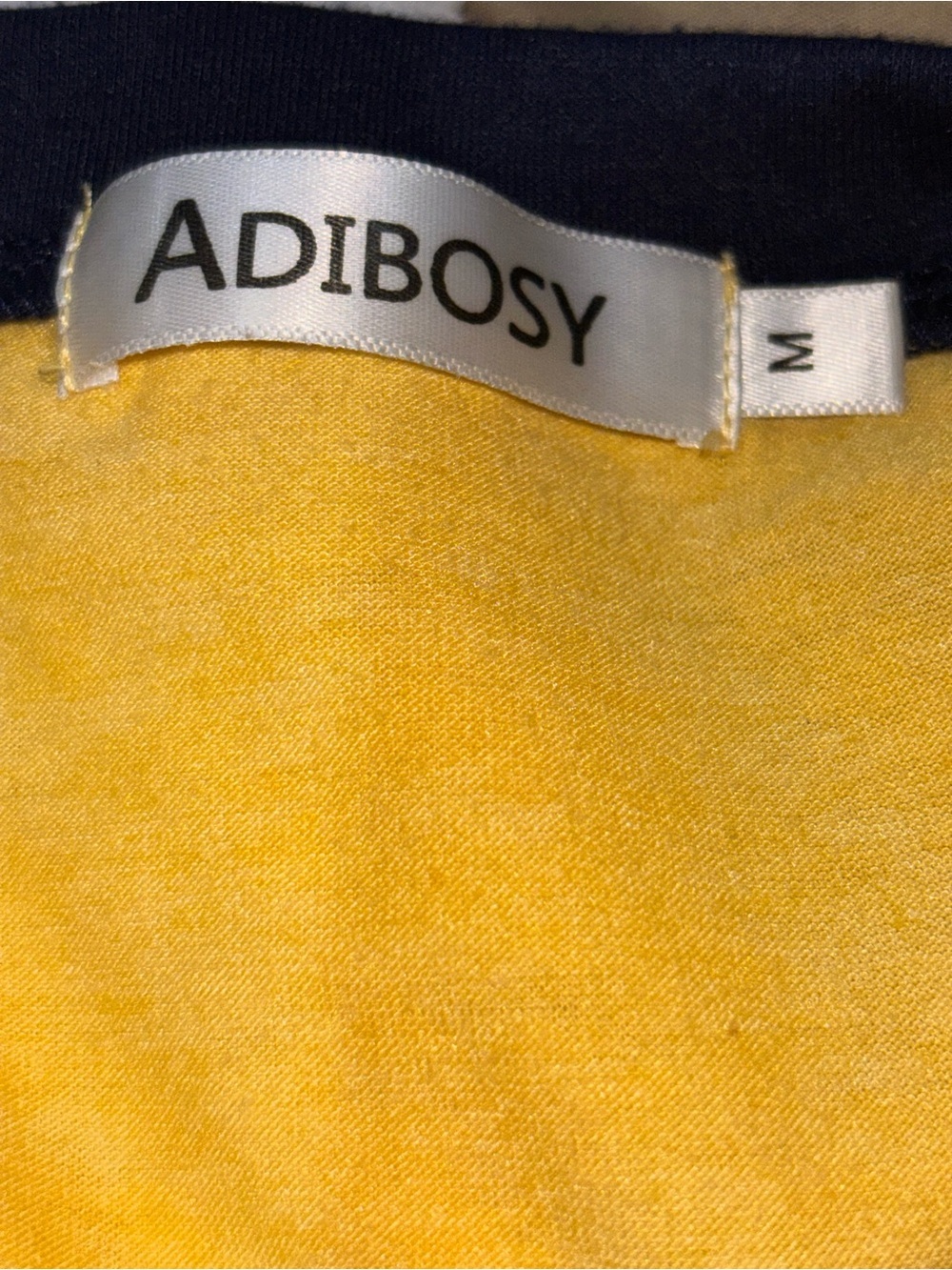 ADIBOSY Yellow Navy Blue Colorblock Raglan Tee M - Picture 4 of 6